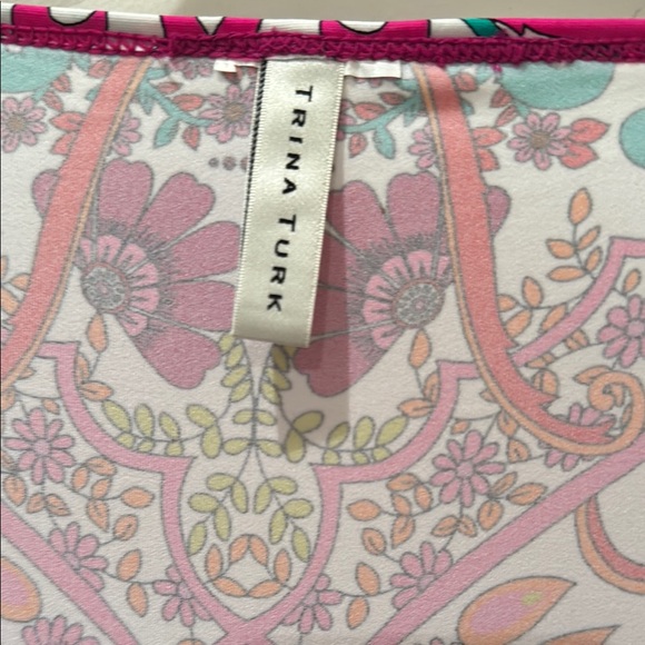 Trina Turk Red and Pink Graphic Bell Sleeve Tunic - Picture 2 of 6